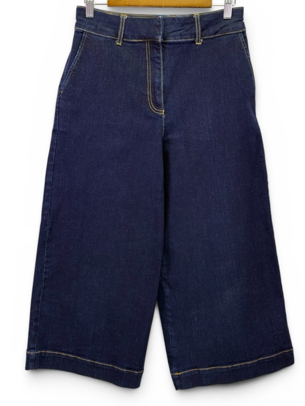 Boden Women's Wide Leg Flare Crop High‎ Rise Dark Wash Denim Jeans Size 6R
